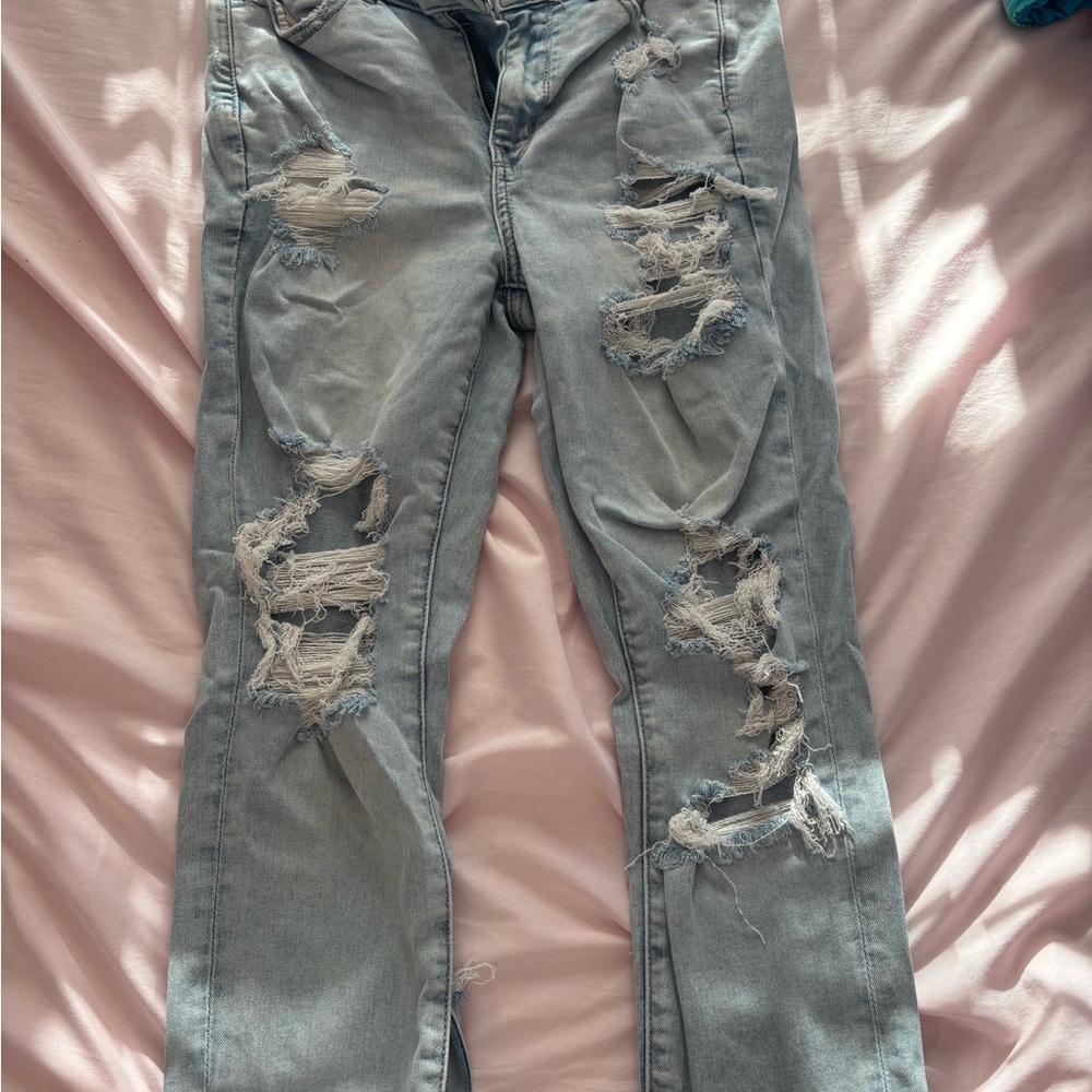 American Eagle Outfitters Ripped Light Blue Jeggings